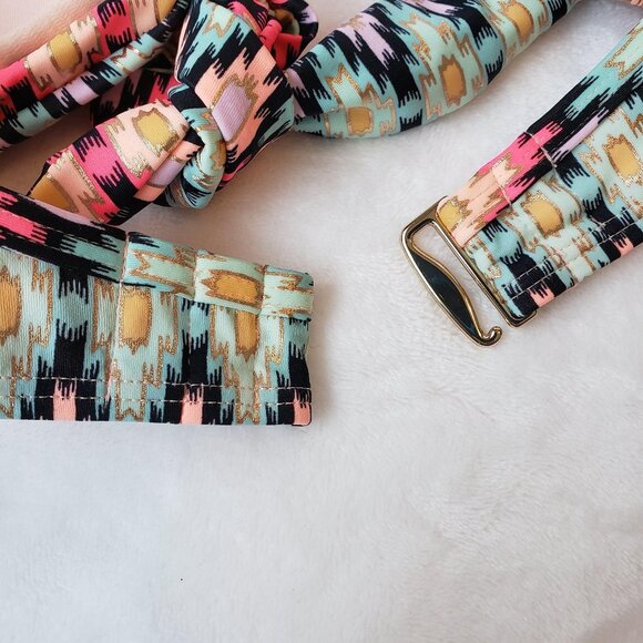 VICTORIA'S SECRET The Wrap Halter Aztec Push-Up Bikini Top 34D Underwire Swim - Picture 4 of 11